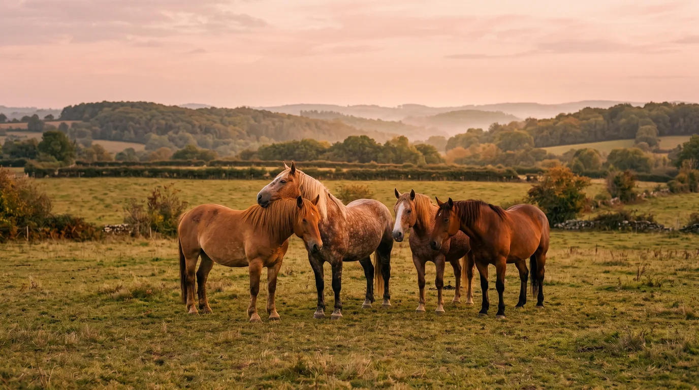 Les chevaux du Élevage de Merlande en liberté, Dordogne